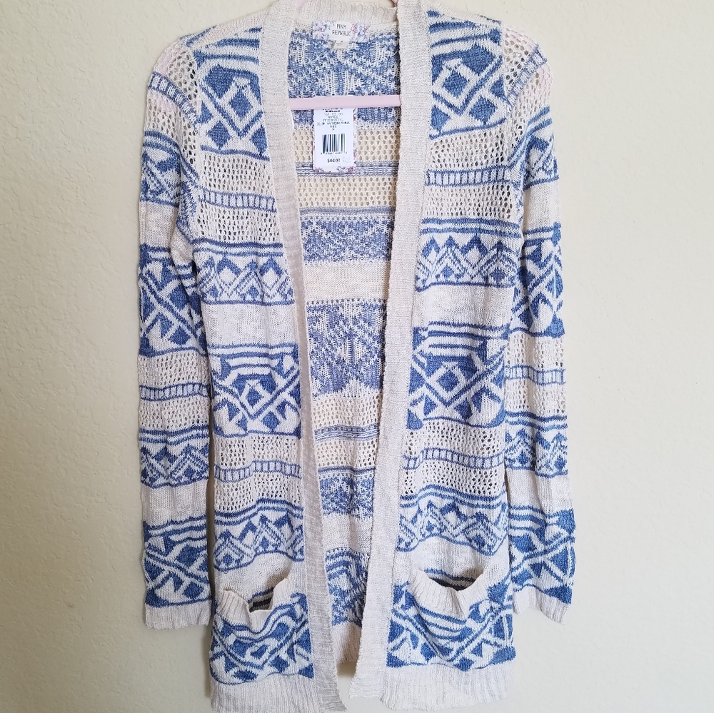 Blue and Cream Cardigan